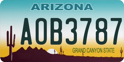 AZ license plate AOB3787