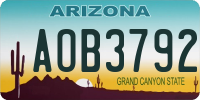 AZ license plate AOB3792