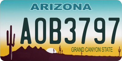 AZ license plate AOB3797