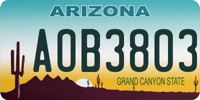AZ license plate AOB3803