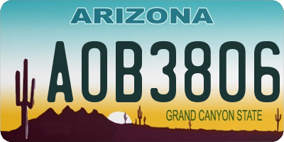 AZ license plate AOB3806