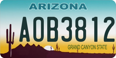 AZ license plate AOB3812