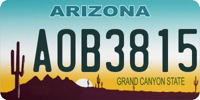 AZ license plate AOB3815
