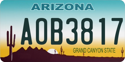 AZ license plate AOB3817