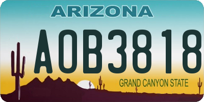 AZ license plate AOB3818