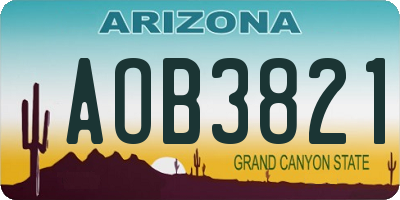AZ license plate AOB3821