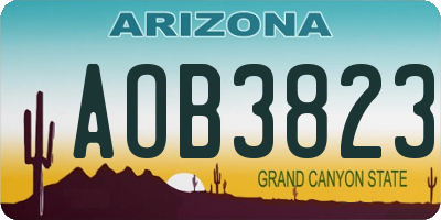 AZ license plate AOB3823