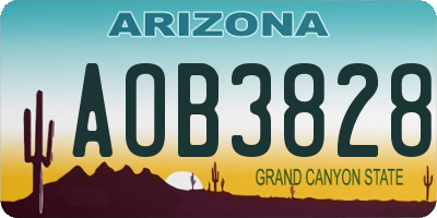 AZ license plate AOB3828