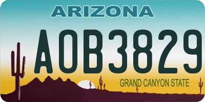 AZ license plate AOB3829