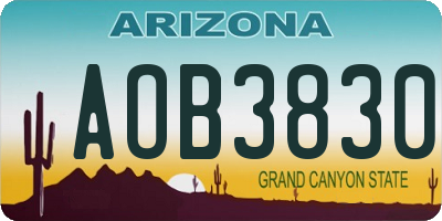 AZ license plate AOB3830