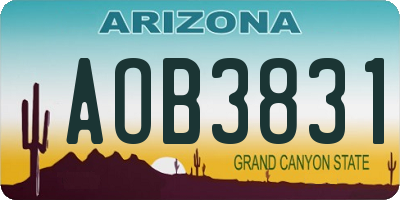 AZ license plate AOB3831