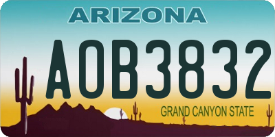 AZ license plate AOB3832