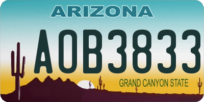 AZ license plate AOB3833