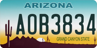 AZ license plate AOB3834
