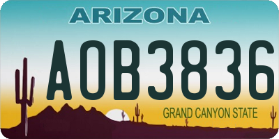 AZ license plate AOB3836