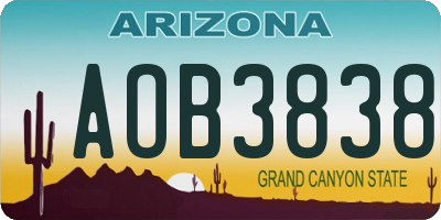 AZ license plate AOB3838