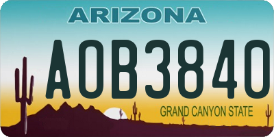 AZ license plate AOB3840