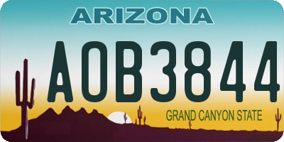 AZ license plate AOB3844