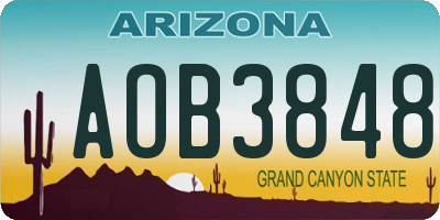 AZ license plate AOB3848
