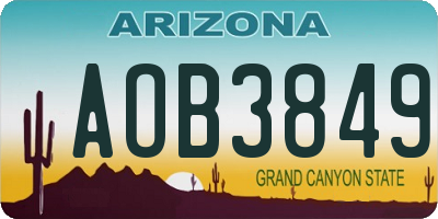 AZ license plate AOB3849