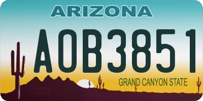 AZ license plate AOB3851