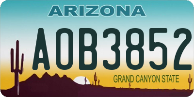 AZ license plate AOB3852
