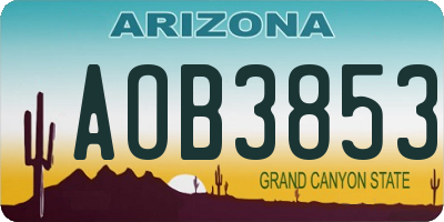 AZ license plate AOB3853