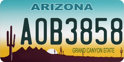 AZ license plate AOB3858