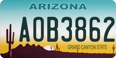 AZ license plate AOB3862