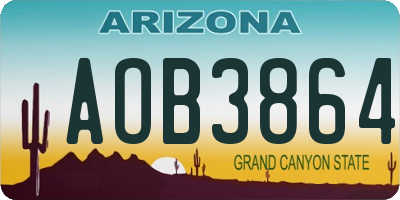 AZ license plate AOB3864