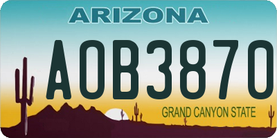 AZ license plate AOB3870