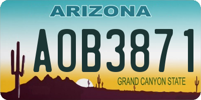 AZ license plate AOB3871
