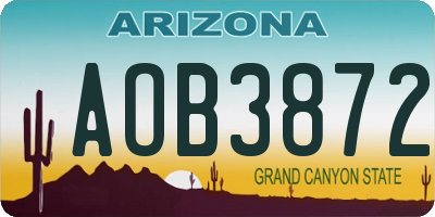 AZ license plate AOB3872