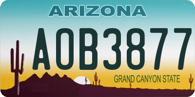 AZ license plate AOB3877