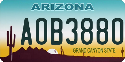 AZ license plate AOB3880