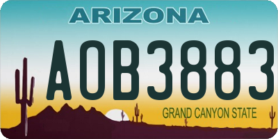 AZ license plate AOB3883
