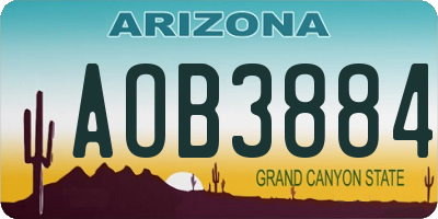 AZ license plate AOB3884