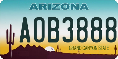 AZ license plate AOB3888