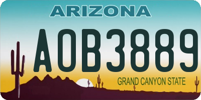 AZ license plate AOB3889