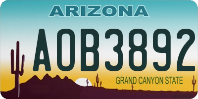 AZ license plate AOB3892