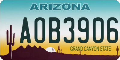 AZ license plate AOB3906
