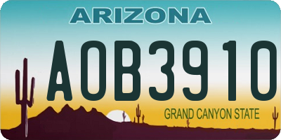 AZ license plate AOB3910