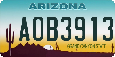 AZ license plate AOB3913