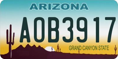 AZ license plate AOB3917