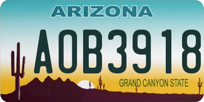 AZ license plate AOB3918