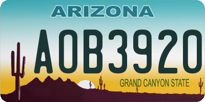 AZ license plate AOB3920