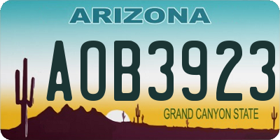 AZ license plate AOB3923