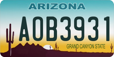AZ license plate AOB3931