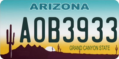 AZ license plate AOB3933