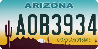 AZ license plate AOB3934